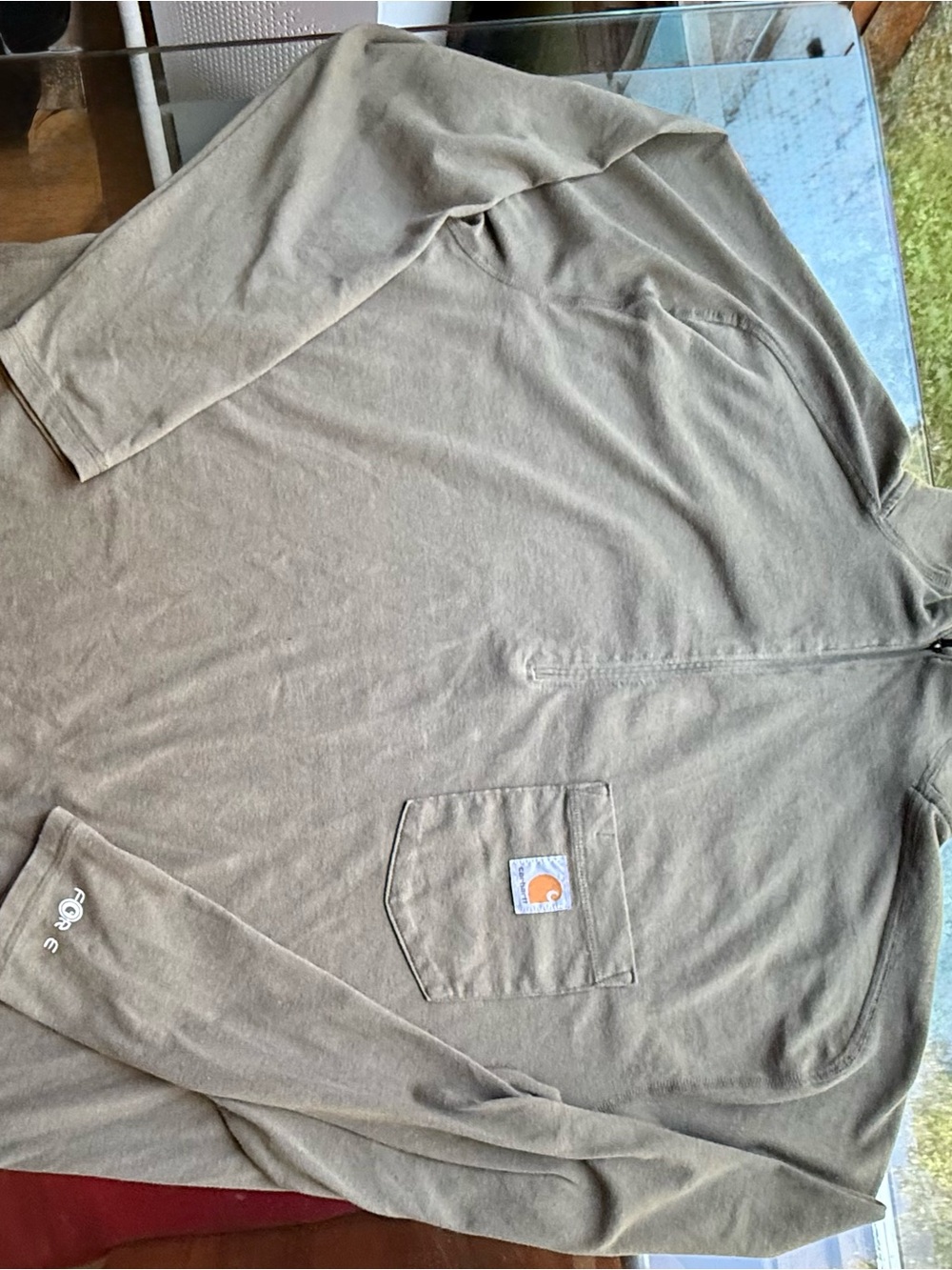 Carhartt Olive GreenLong Sleeve Quarter-Zip Pocket Work Shirt - Picture 4 of 15